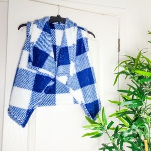 Shein Fuzzy Blue & White Vest